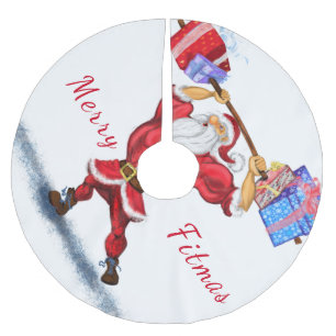 Weihnachtsbaum-Bodybuilder Weihnachtsmann gibt Ges Polyester Weihnachtsbaumdecke