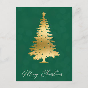 Weihnachtsbaum-Bokeh-Feiertagskarte mit goldenem S Postkarte