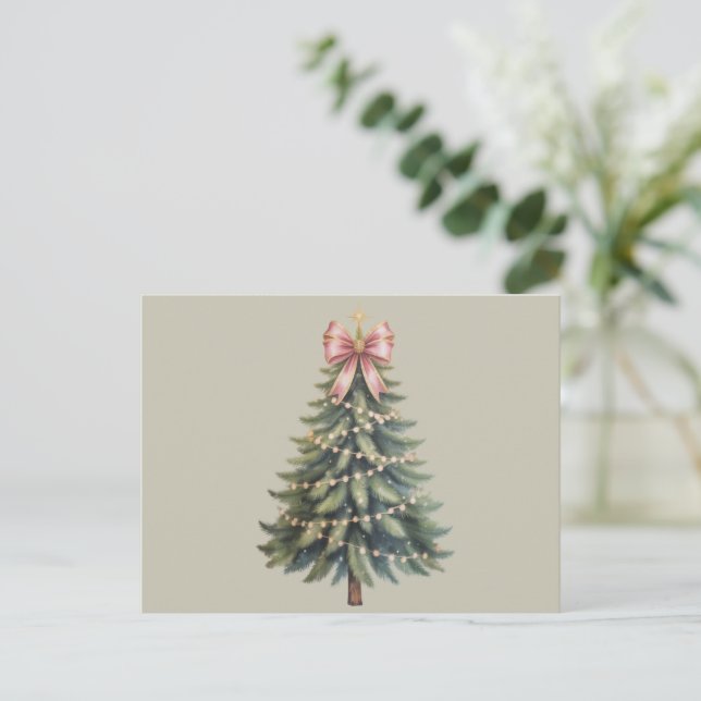 Weihnachtsbaum Bow Coquette Xmas Feiertagspostkarte (Stehend Vorderseite)
