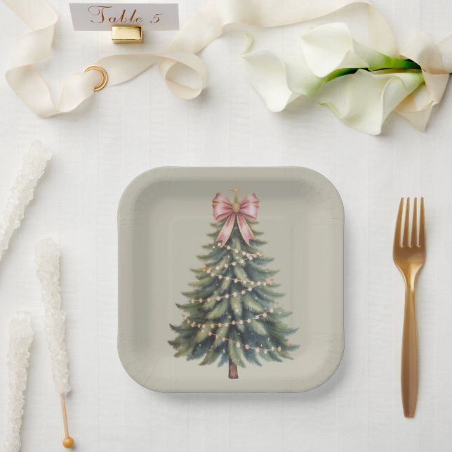 Weihnachtsbaum Bow Coquette Xmas Pappteller (Hochzeit)