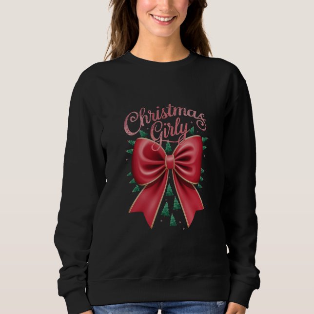 Weihnachtsbaum Bow Girly Ästhetische Weihnachtsfei Sweatshirt (Vorderseite)