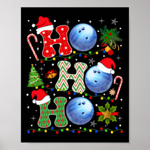 Weihnachtsbaum Bowling Ho Ho Ho Santa Lights Xmas Poster