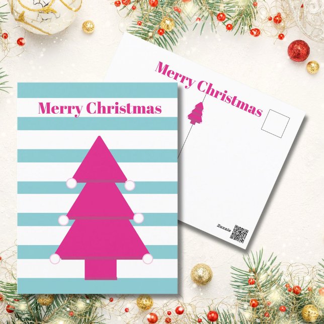 Weihnachtsbaum Bright Pink Begrüßung PostCard Postkarte (Von Creator hochgeladen)
