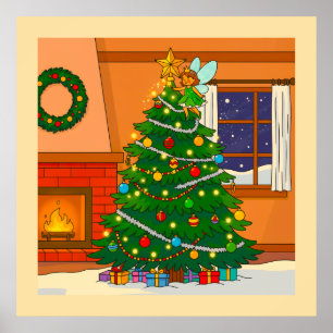 WEIHNACHTSBAUM-BRILLANTE CARTOON-FARBEN POSTER