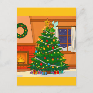 WEIHNACHTSBAUM-BRILLANTE CARTOON-FARBEN POSTKARTE