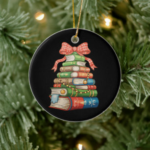 Weihnachtsbaum Bücher Bow Leseliebhaber Bibliothek Keramik Ornament