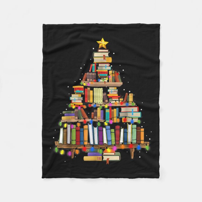 Weihnachtsbaum Buchlehrer Buchliebhaber C Fleecedecke (Vorderseite)