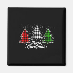 Weihnachtsbaum Buffalo Kariert Rot Weiß Grün Xmas Magnet
