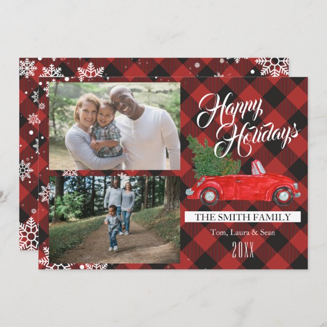 Weihnachtsbaum Buffalo Kariertes Foto Weihnachtska Einladung