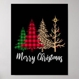 Weihnachtsbaum Büffel Kariert Rot Grün Leopard Xma Poster
