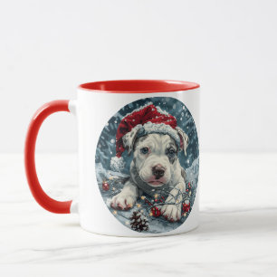 Weihnachtsbaum Bull Santa Puppy Tasse