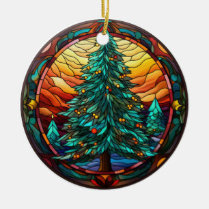 Weihnachtsbaum Buntglas-Stil Keramik Ornament