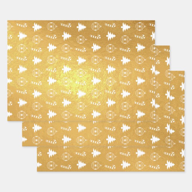 Weihnachtsbaum, Candy Cane, Baum-Ziermuster Folien Packpapier Blatt (Set)