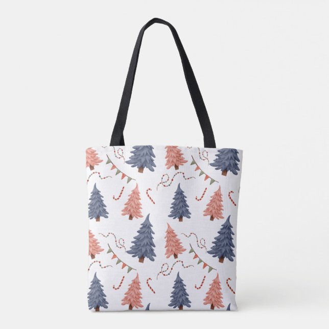Weihnachtsbaum & Candy Cane Tote Tasche (Rückseite)