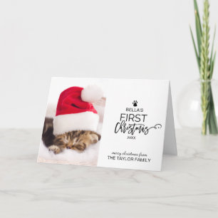Weihnachtsbaum Cats erstes Weihnachtsfest-Foto Feiertagskarte