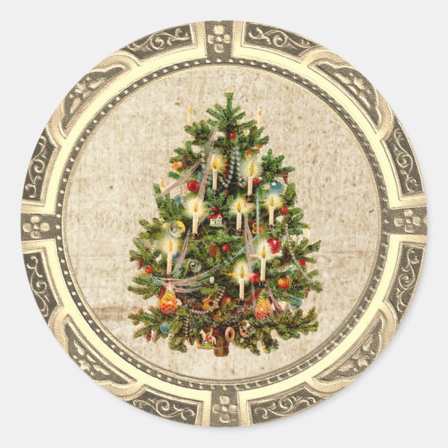 Weihnachtsbaum Classic Round Sticker (Vorderseite)