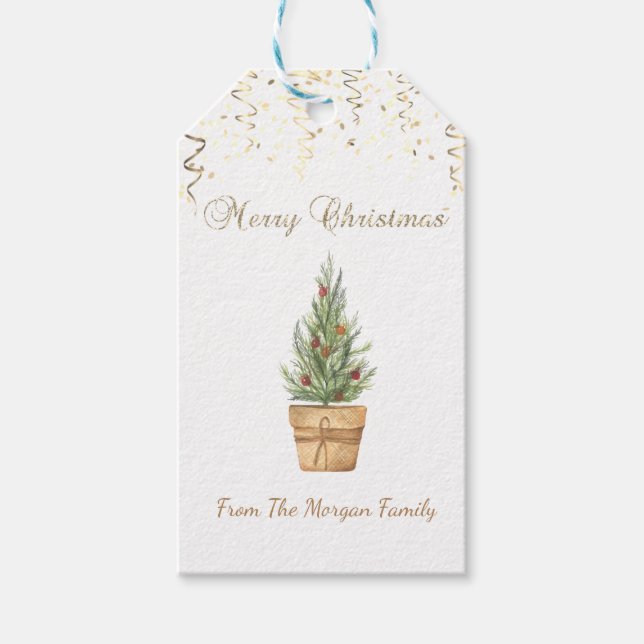 Weihnachtsbaum, Confetti Geschenkanhänger (Vorderseite)