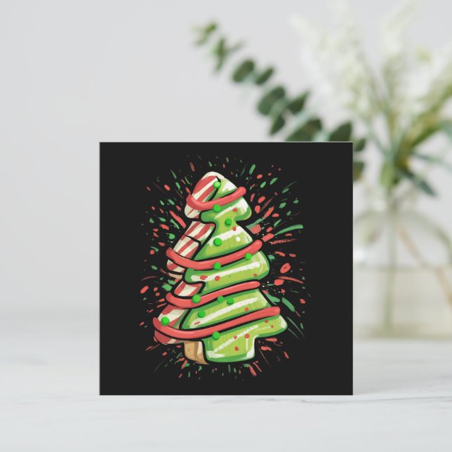 Weihnachtsbaum Cookie Brushstroke Spritzer Preppy Feiertagskarte (Stehend Vorderseite)