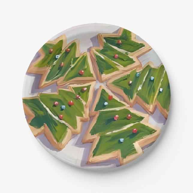 Weihnachtsbaum Cookies Feiertag Party Pappteller (Vorderseite)