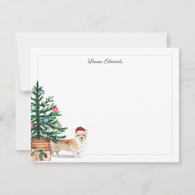 Weihnachtsbaum Corgi Feiertag Mitteilungskarte (Vorderseite)