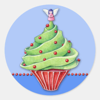 Weihnachtsbaum Cupcake blue2 Aufkleber