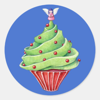 Weihnachtsbaum Cupcake Blue Sticker