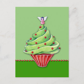 Weihnachtsbaum Cupcake grün Postkarte
