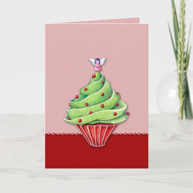 Weihnachtsbaum Cupcake Red2 Karte (Vorderseite)
