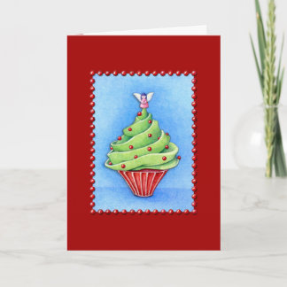 Weihnachtsbaum Cupcake rote Karte
