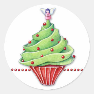 Weihnachtsbaum Cupcake Sticker