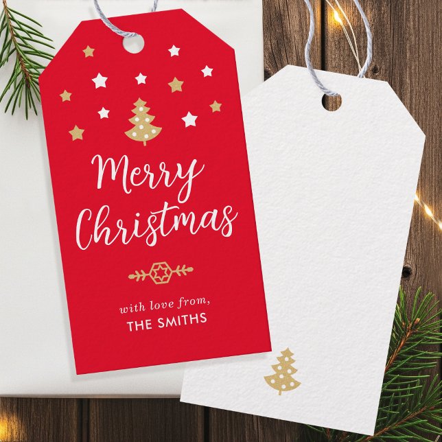 Weihnachtsbaum Custom Familienname Red Geschenkanhänger (Von Creator hochgeladen)