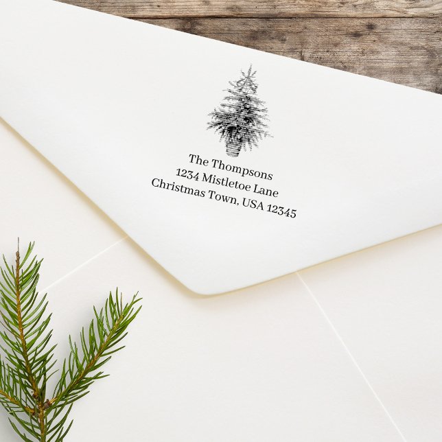 Weihnachtsbaum Custom Rücksendeadresse Permastempel (Christmas tree custom return address stamp.)