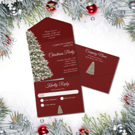 Weihnachtsbaum Dark Red Company Feiertag Party All In One Einladung
