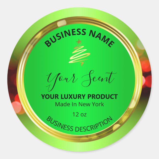 Weihnachtsbaum Decal Green Red Product Labels Runder Aufkleber (Vorderseite)