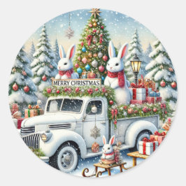 Weihnachtsbaum | Dekorierter Holiday Tree mit Runder Aufkleber