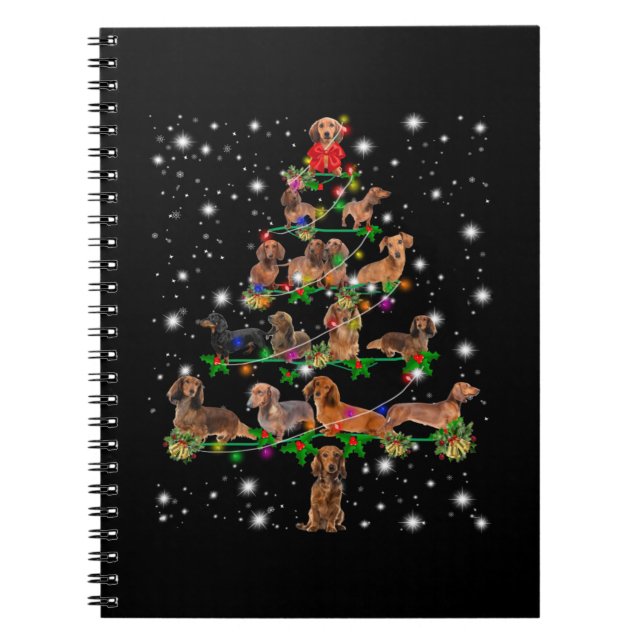 Weihnachtsbaum der Dackel mit leuchtendem Licht Notizblock (Vorderseite)