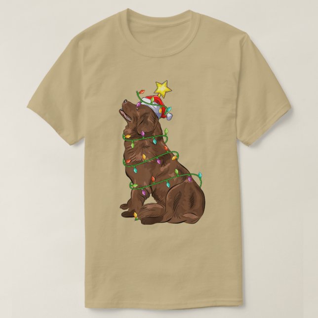 Weihnachtsbaum, der den Hund von Santa Neufundland T-Shirt (Design vorne)