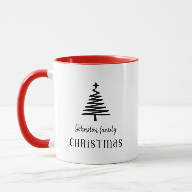 Weihnachtsbaum der eigenen Familie, schwarz Tasse (Links)