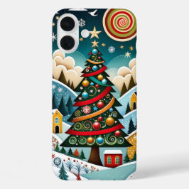 Weihnachtsbaum der Folk Art iPhone 16 Plus Hülle