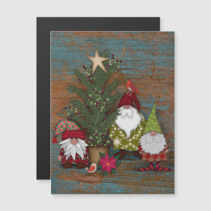 Weihnachtsbaum der Folk Art und Dekoration der Gno Magneteinladung