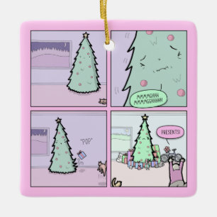 Weihnachtsbaum, der Geschenk-Comic-Verzierung Keramikornament