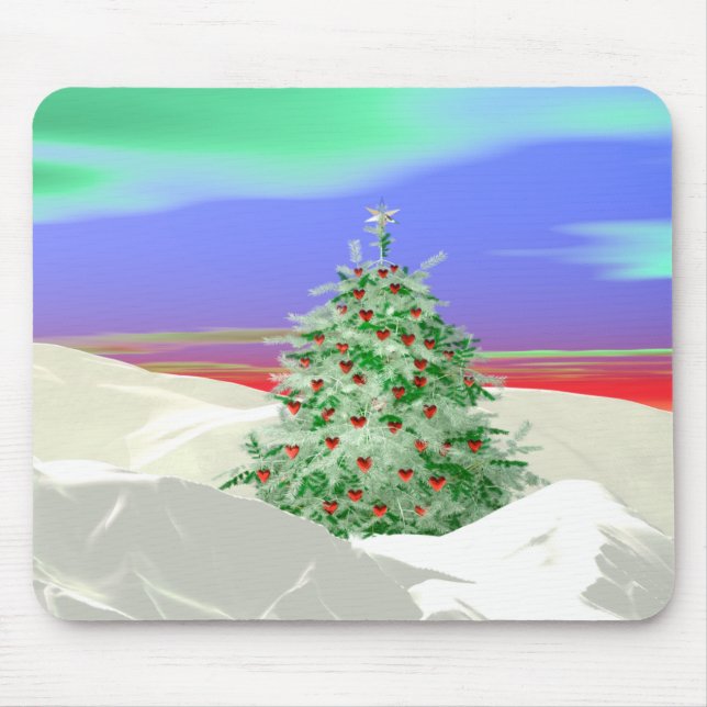 Weihnachtsbaum der Herzen Mousepad (Vorne)