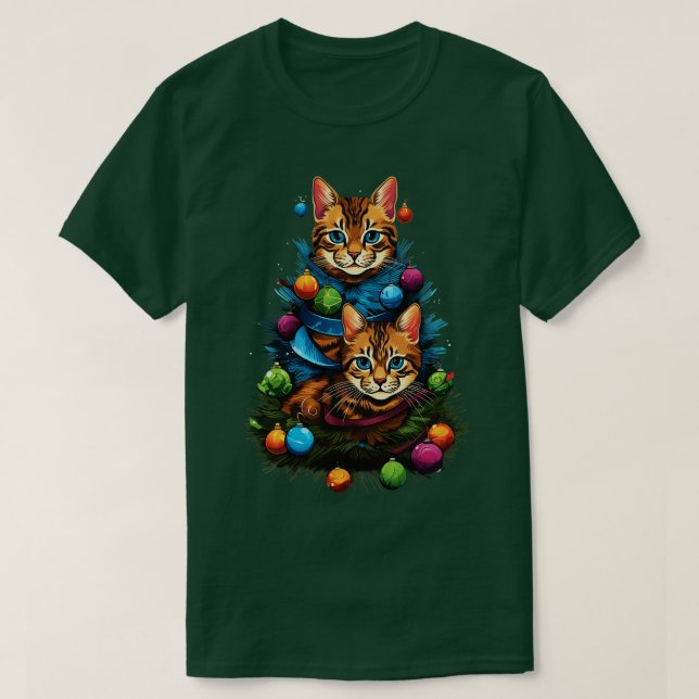 Weihnachtsbaum der Katze 6 T-Shirt (Design vorne)