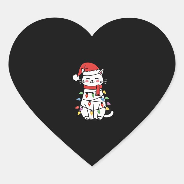 Weihnachtsbaum der Katze (7) Herz-Aufkleber (Vorderseite)