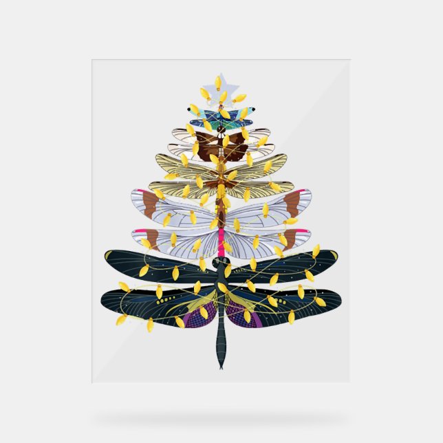 Weihnachtsbaum der Libellen Acrylschild (Vorderseite)