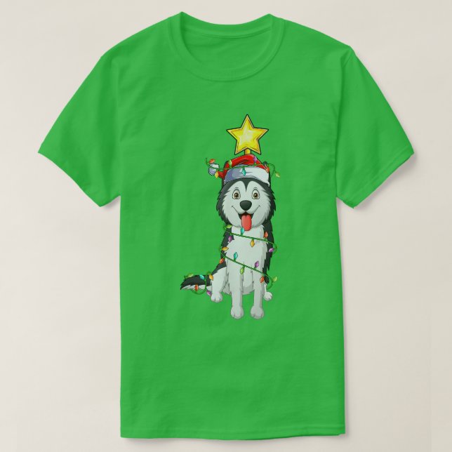 Weihnachtsbaum, der mit dem Santa Sibirischen Husk T-Shirt (Design vorne)