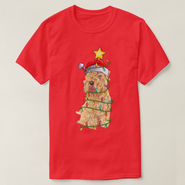Weihnachtsbaum, der mit Santa Wheaten Terrier über T-Shirt (Design vorne)