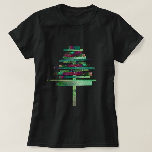 Weihnachtsbaum der modernen Kunst T-Shirt (Design vorne)