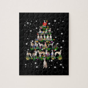 Weihnachtsbaum, der von Blitzlicht bedeckt ist Puzzle