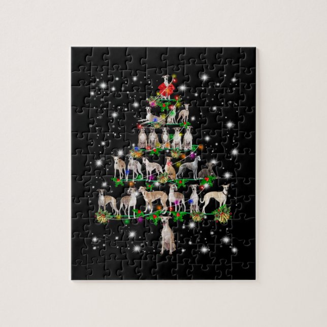 Weihnachtsbaum, der von Blitzlicht bedeckt ist Puzzle (Vertikal)